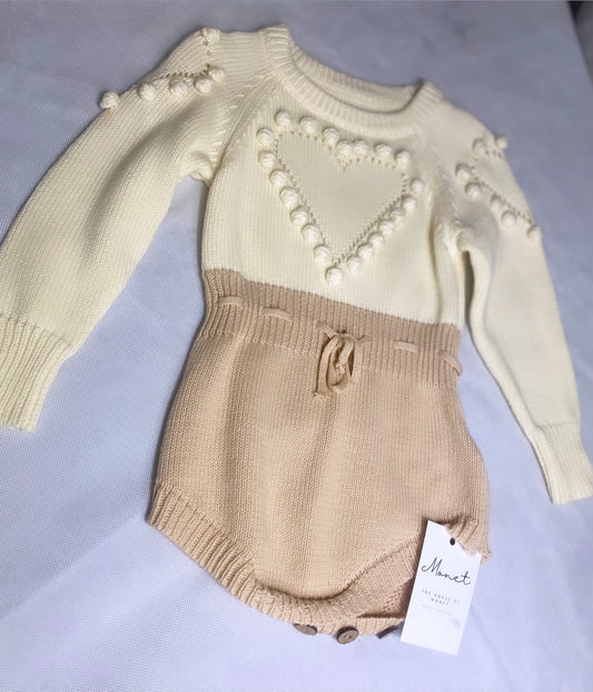 'Love Heart' Knitted Romper